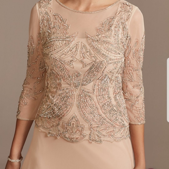 Pisarro Nights Sequined and Beaded Long Dress10 - Picture 3 of 13